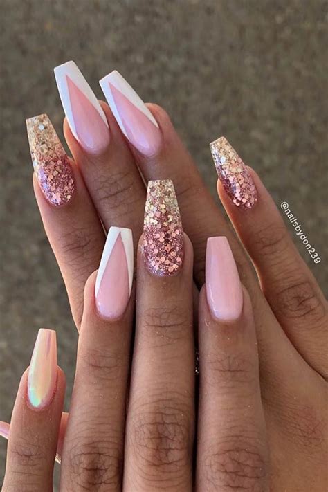 glitter french tip coffin nails|french tip coffin nails.